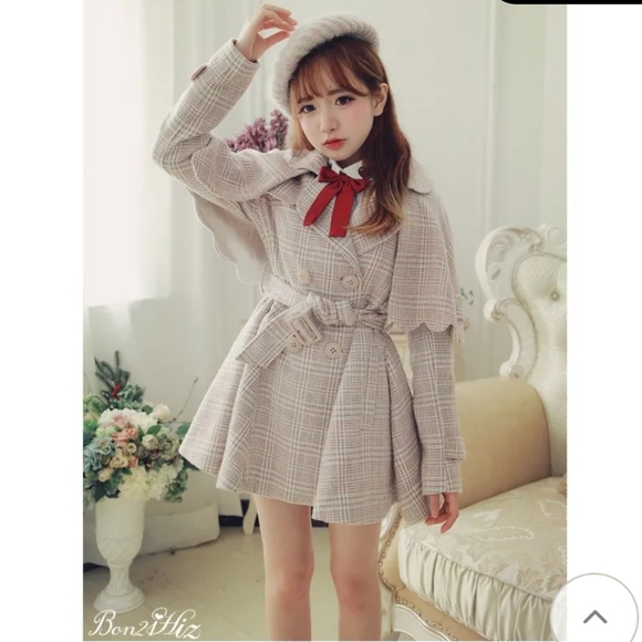 BoBON21 Original Design Winter Student Cloak Shawl Vintage British Grid - Picture 14 of 16